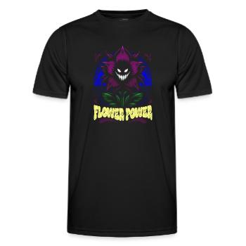Flower Power Illustration Audacieux Bleu Violet Mutant - T-shirt sport Homme - noir - Devant - AI Model Male 178 dark (178cm)