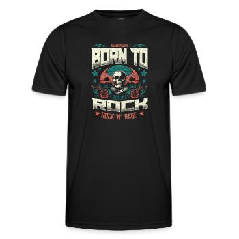 Born To Rock Retro Skull Music Metal Liebhaber - Männer Funktions-T-Shirt - Schwarz - Vorne - AI Model Male 178 dark (178cm)