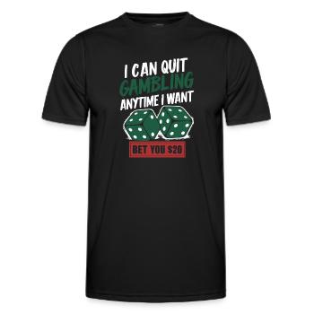 Funny Betting Quote – $20 Stake - Men's Functional T-Shirt - black - Front - AI Model Male 178 dark (178cm)