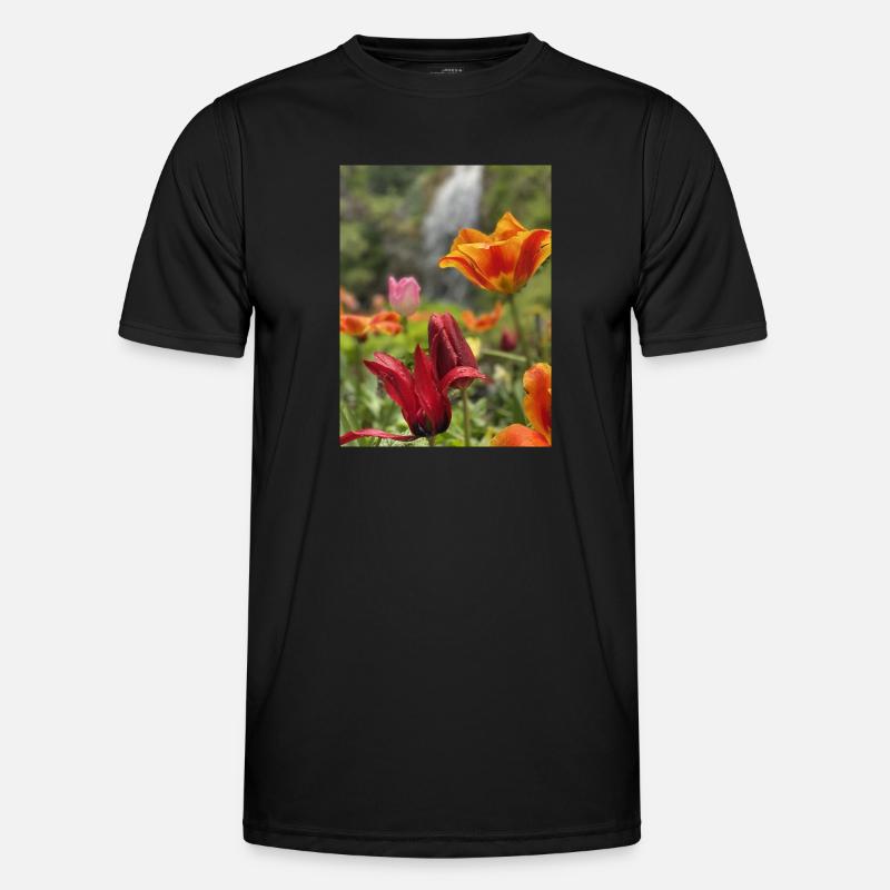 Tulpen bunt - Männer Funktions-T-Shirt - Schwarz