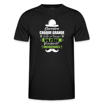 Derrière chaque grande fille se trouve un père - T-shirt sport Homme - noir - Devant - AI Model Male 178 dark (178cm)