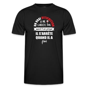 Un vrai viticulteur ne s'arrête pas t-shirt - T-shirt sport Homme - noir - Devant - AI Model Male 178 dark (178cm)