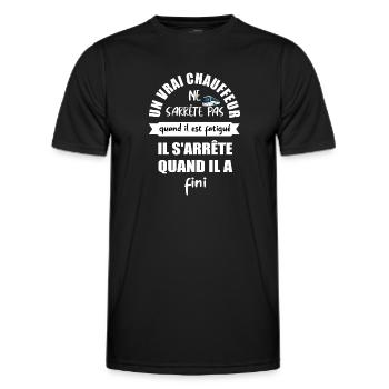Un vrai chauffeur ne s'arrête pas t-shirt - T-shirt sport Homme - noir - Devant - AI Model Male 178 dark (178cm)