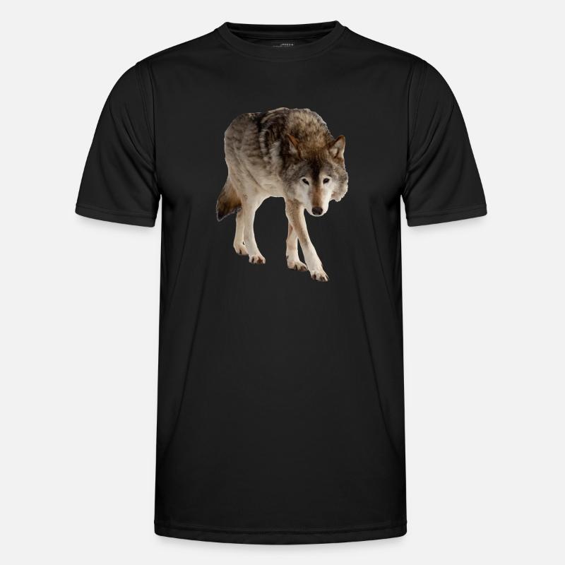 Wolf - Männer Funktions-T-Shirt - Schwarz