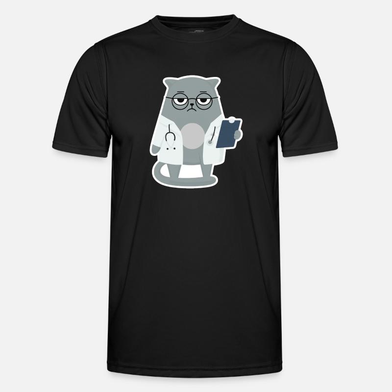 Cat Grumpy Arzt - Katze - Männer Funktions-T-Shirt - Schwarz