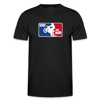 Surf the Mud - for bikers - Men's Functional T-Shirt - black - Front - AI Model Male 178 dark (178cm)