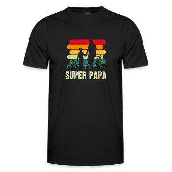 super papa - T-shirt sport Homme - noir - Devant - AI Model Male 178 dark (178cm)