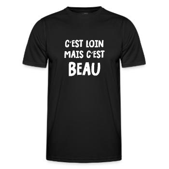 c'est loin mais c'est beau - T-shirt sport Homme - noir - Devant - AI Model Male 178 dark (178cm)