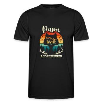 Papa Wolf - Rudel Vatertag Vater Geschenk Familie - Männer Funktions-T-Shirt - Schwarz - Vorne - AI Model Male 178 dark (178cm)
