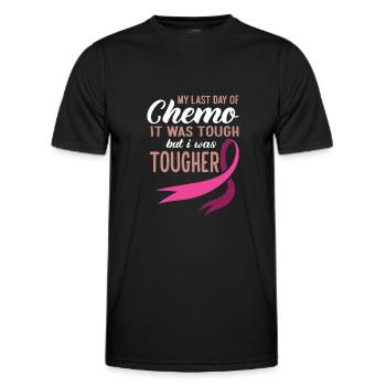Mon dernier jour de chimio C’était dur mais j’étais - T-shirt sport Homme - noir - Devant - AI Model Male 178 dark (178cm)