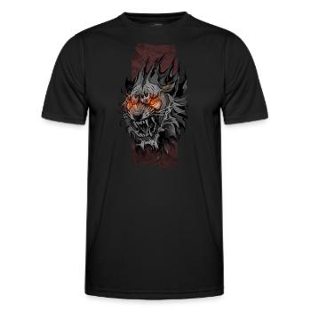 Roi de l’enfer : Regard flamboyant du lion - T-shirt sport Homme - noir - Devant - AI Model Male 178 dark (178cm)