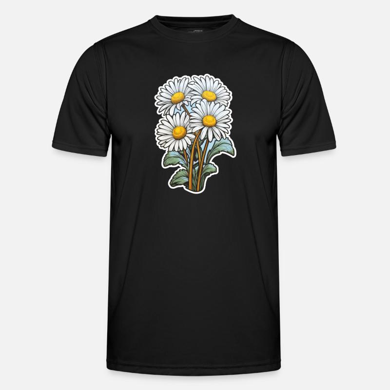 Gänseblümchen 4 Blüten - Männer Funktions-T-Shirt - Schwarz