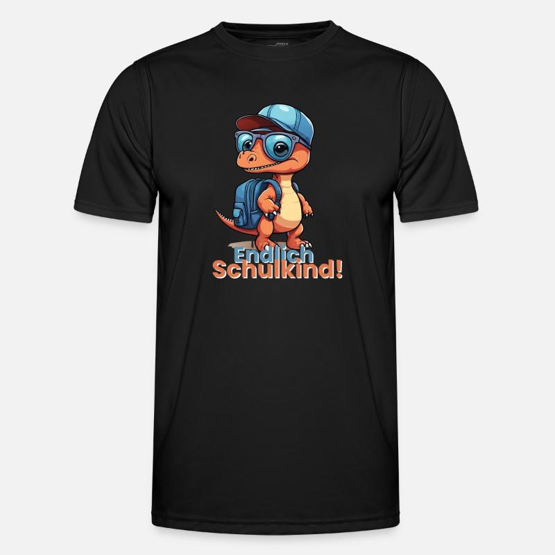 Endlich Schulkind Schulstart Schulanfang Spruch - Männer Funktions-T-Shirt - Schwarz