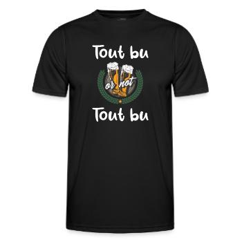 Tout bu or not tout bu t-shirt bière homme - T-shirt sport Homme - noir - Devant - AI Model Male 178 dark (178cm)