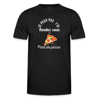 Rendezvous with my slice of pizza - Men's Functional T-Shirt - black - Front - AI Model Male 178 dark (178cm)