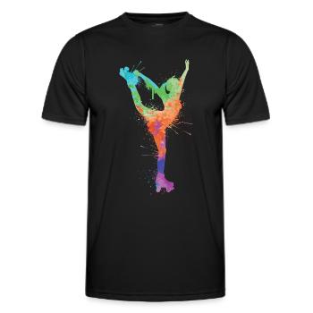 Roller Skating Kids Roller Skating Roller Skates Women - Men's Functional T-Shirt - black - Front - AI Model Male 178 dark (178cm)