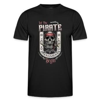 Lassen Sie die Piraten-Tricks mit dem Tattoo-Stil beginnen - Männer Funktions-T-Shirt - Schwarz - Vorne - AI Model Male 178 dark (178cm)