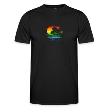 South Beach Miami Florida LGBTQ Rainbow Flag - Men's Functional T-Shirt - black - Front - AI Model Male 178 dark (178cm)