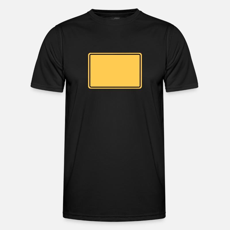 Ortsschild + Dein Text - Männer Funktions-T-Shirt - Schwarz