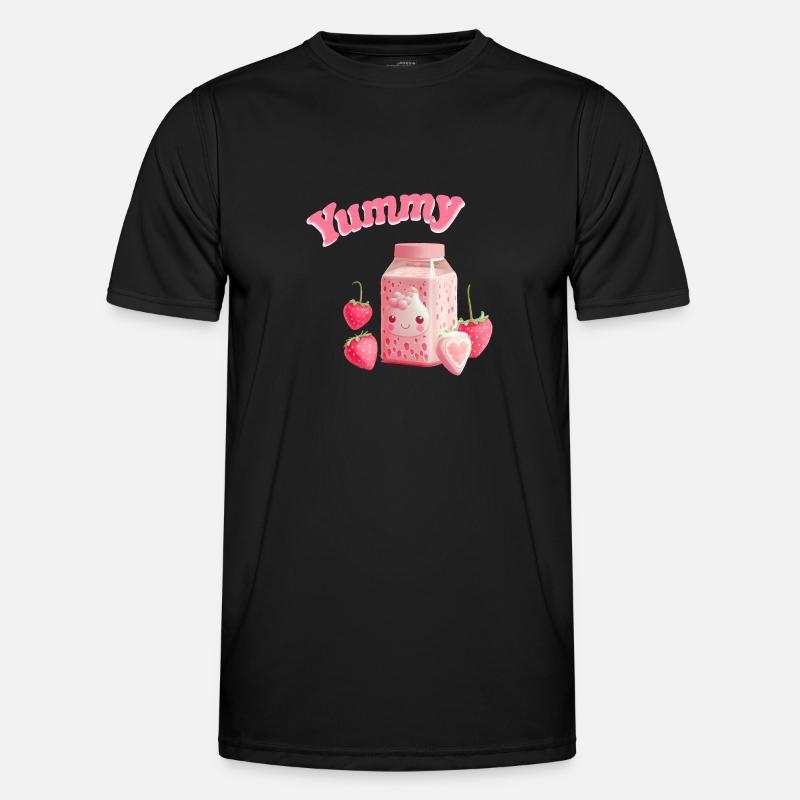Erdbeermilch Erdbeere Anime kawaii - Männer Funktions-T-Shirt - Schwarz