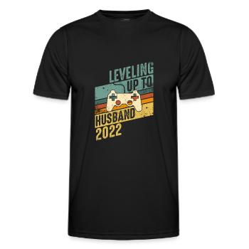 Niveau jusqu’à Mari 2022 Mariage Fiançailles JGA - T-shirt sport Homme - noir - Devant - AI Model Male 178 dark (178cm)