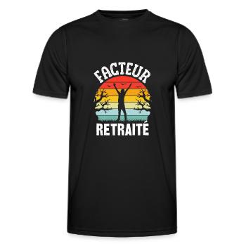 facteur retraité - T-shirt sport Homme - noir - Devant - AI Model Male 178 dark (178cm)