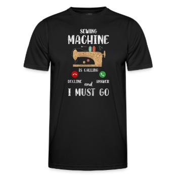 Clothes Fashion Sewing Machine - Men's Functional T-Shirt - black - Front - AI Model Male 178 dark (178cm)