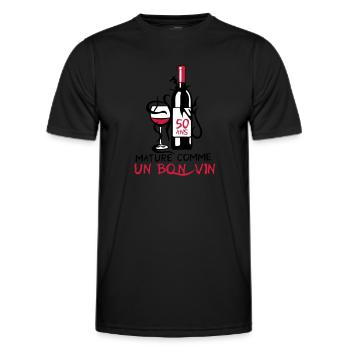 50 ans mature bouteille vin anniversaire - T-shirt sport Homme - noir - Devant - AI Model Male 178 dark (178cm)
