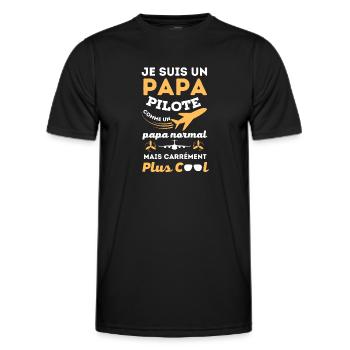 Papa pilote de ligne - T-shirt sport Homme - noir - Devant - AI Model Male 178 dark (178cm)