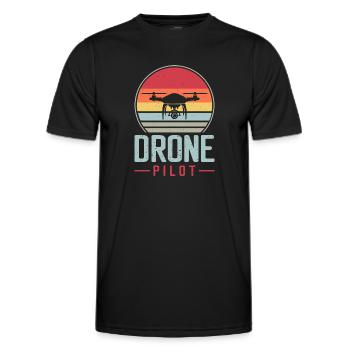 Pilote de drone Pilote de drone Pilote de drone - T-shirt sport Homme - noir - Devant - AI Model Male 178 dark (178cm)