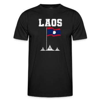 Laos Lao Laotien drapeau Temple Lao I cadeau - T-shirt sport Homme - noir - Devant - AI Model Male 178 dark (178cm)