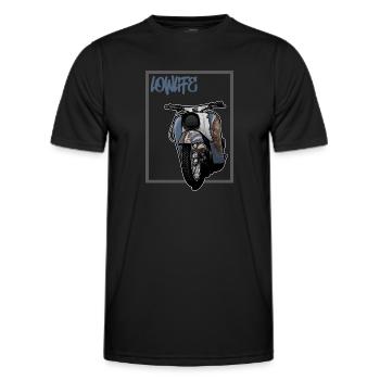 Schwalbe Tuning (bleu / rouille) // Illustration - T-shirt sport Homme - noir - Devant - AI Model Male 178 dark (178cm)
