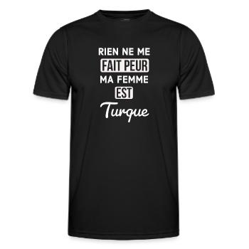 Ma femme est turque - T-shirt sport Homme - noir - Devant - AI Model Male 178 dark (178cm)