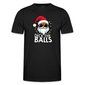 Basketball Im Weihnachtsmannkostüm "Deck The Balls - Männer Funktions-T-Shirt - Schwarz - Vorne - AI Model Male 178 dark (178cm)