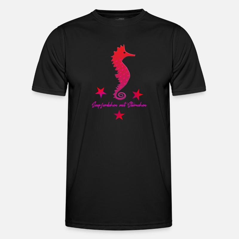 rotes Seepferdchen mit Sternchen pink Männer Funktions-T-Shirt
