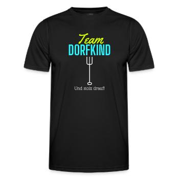 Team Dorfkind...und stolz drauf - Männer Funktions-T-Shirt - Schwarz - Vorne - AI Model Male 178 dark (178cm)