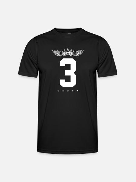 3 Zahl Krone - Männer Funktions-T-Shirt - Schwarz