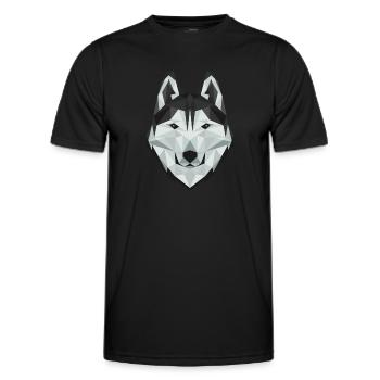 Cute Siberian Husky Puppy Artsy Animal Wildlife - Men's Functional T-Shirt - black - Front - AI Model Male 178 dark (178cm)
