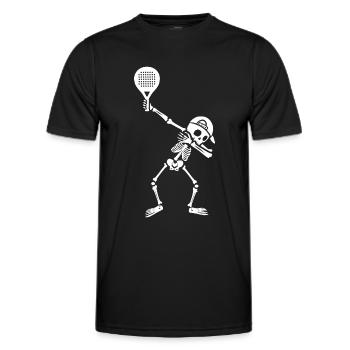 Padel-Tennis Dabbing Skelett Kinder Jungen Padel - Männer Funktions-T-Shirt - Schwarz - Vorne - AI Model Male 178 dark (178cm)