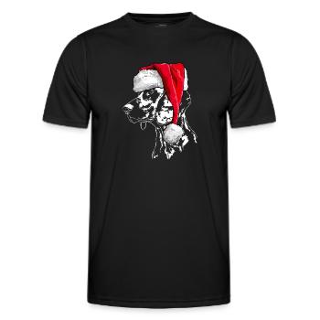 Père Noël CHIEN DE SUEUR HANOVRIEN Chiens Wilsigns - T-shirt sport Homme - noir - Devant - AI Model Male 178 dark (178cm)