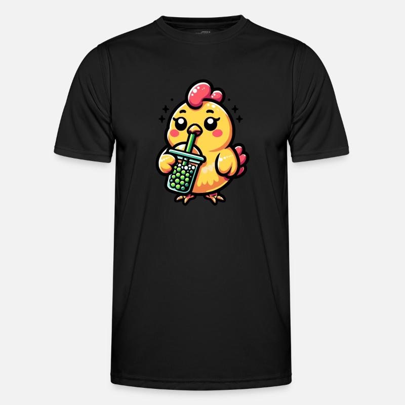 Bubble Tea Chicken Boba Tea Kawaii Gift - Men's Functional T-Shirt - black