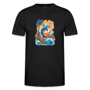 Funny Dolphin - Männer Funktions-T-Shirt - Schwarz - Vorne - AI Model Male 178 dark (178cm)
