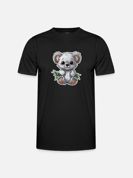 Süßer Koala mit Eukalyptus-Blättern - Männer Funktions-T-Shirt - Schwarz