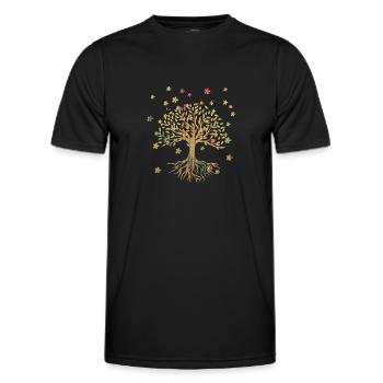 Tree of Life,Tree of Life,Flowers,Gold,Flower - Men's Functional T-Shirt - black - Front - AI Model Male 178 dark (178cm)
