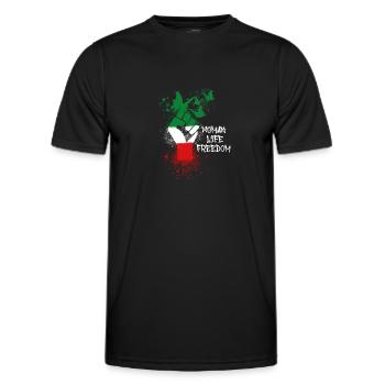 Woman Life Freedom, Butterflies,Iran,Flag - Men's Functional T-Shirt - black - Front - AI Model Male 178 dark (178cm)