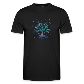 Tree of Life,Tree of Life,Flowers,Tree with flowers - Men's Functional T-Shirt - black - Front - AI Model Male 178 dark (178cm)