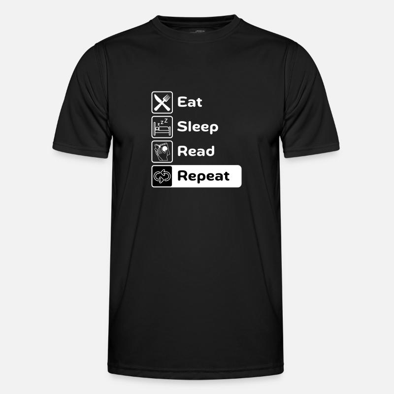 Eat Sleep Read Repeat - Männer Funktions-T-Shirt - Schwarz