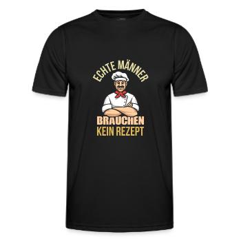Echte Männer brauchen kein Rezept - Männer Funktions-T-Shirt - Schwarz - Vorne - AI Model Male 178 dark (178cm)