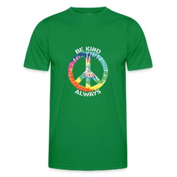 Sei immer freundlich Buntes Batik Friedenssymbol - Männer Funktions-T-Shirt - Kelly Green - Vorne - AI Model Male 178 dark (178cm)