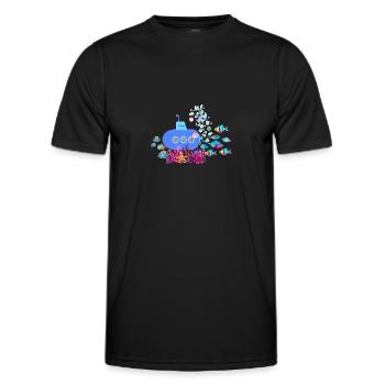 sous-marin,bateau,sous-marin,mer,poisson,crabe,étoile de mer - T-shirt sport Homme - noir - Devant - AI Model Male 178 dark (178cm)